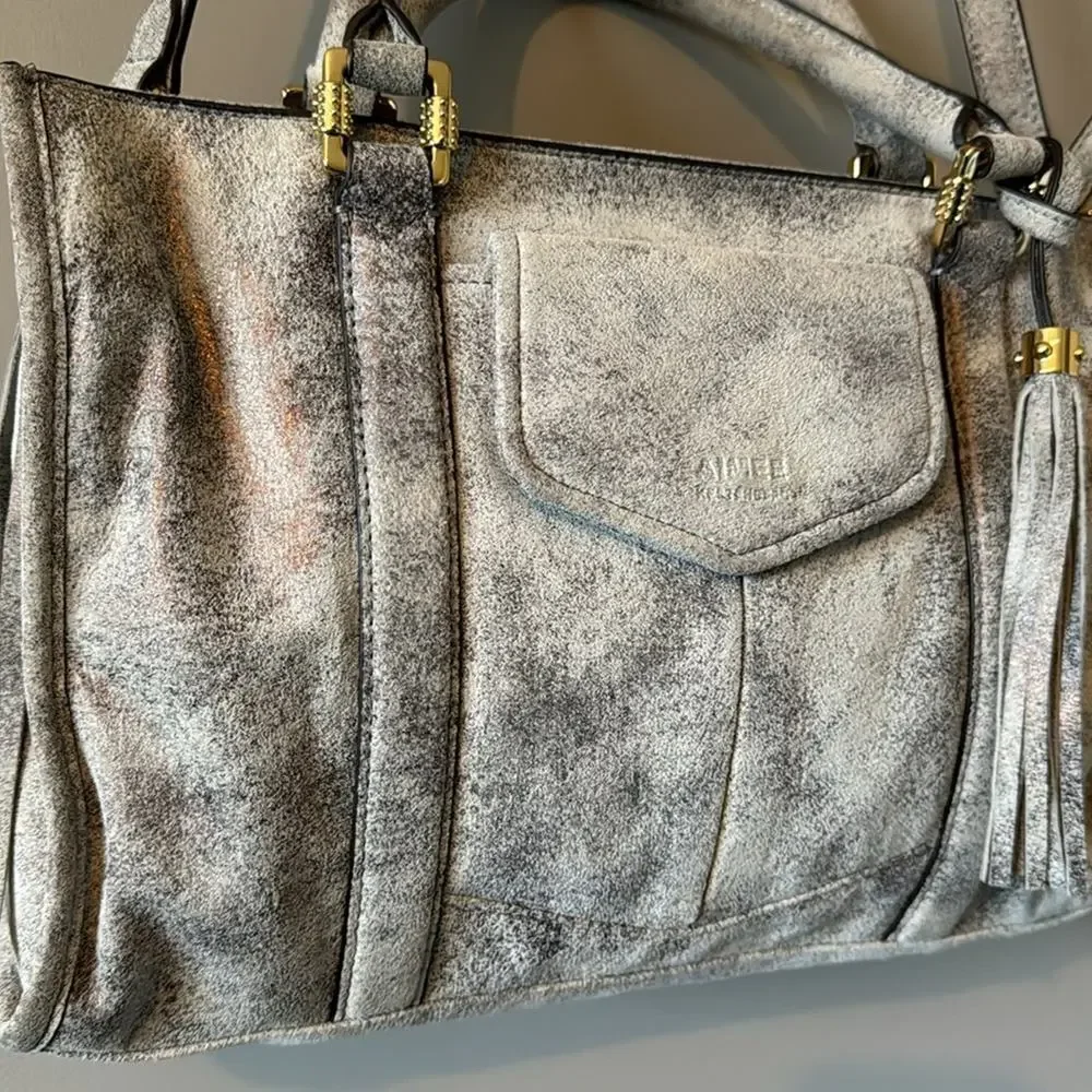 AIMEE KESTENBERG GRAY/ IRIDESCENT ROSE GOLD HESTON SATCHEL W/ GOLD HARDWARE - Picture 5 of 16